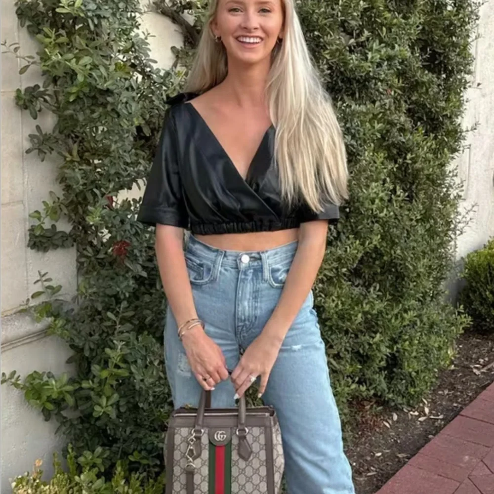 NONchalant Black Faux Leather KATE TOP- NWOT - Picture 2 of 7